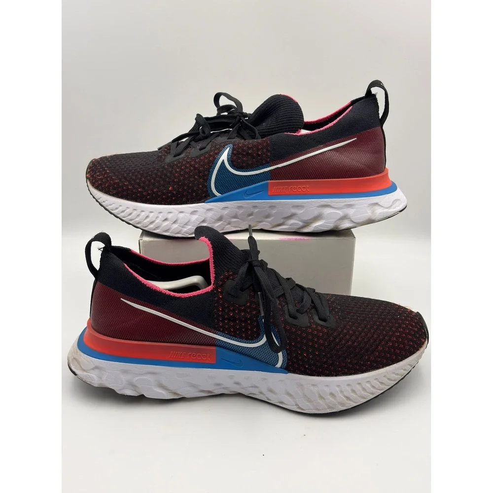 Nike React Infinity Run Flyknit Mens 12 Black University Red CD4371-005